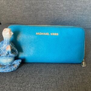 Michael Kors Vibrant Blue Zip Wallet